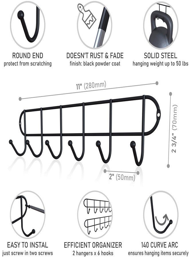 Tibres - Farmhouse Coffee Cup and Mug Rack Door or Wall Mounted - Rustic Kitchen Utensil Rack with Hooks for Spoon Spatula and Towel - Small Cup and Mug Holder - Black - Set of 2 - Image 2